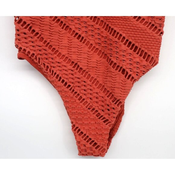 Seafolly Australia Womens Swimsuit One Piece Size 12 Red Textured Crochet Beachy - Picture 6 of 13